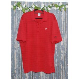 Callaway Golf Men's XL Red Striped Polo Shirt Dri-Fit Short Sleeve Wicking Athle
